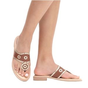 Jack Rogers Brown and Gold Sandals Size 7